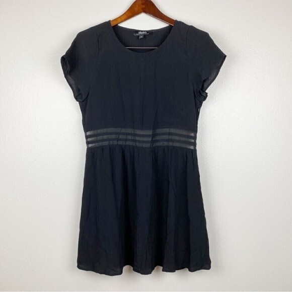 Lulu's Funky Fresh Sheer Mesh Detail Short Sleeve Mini Dress Black Size M - Picture 3 of 10